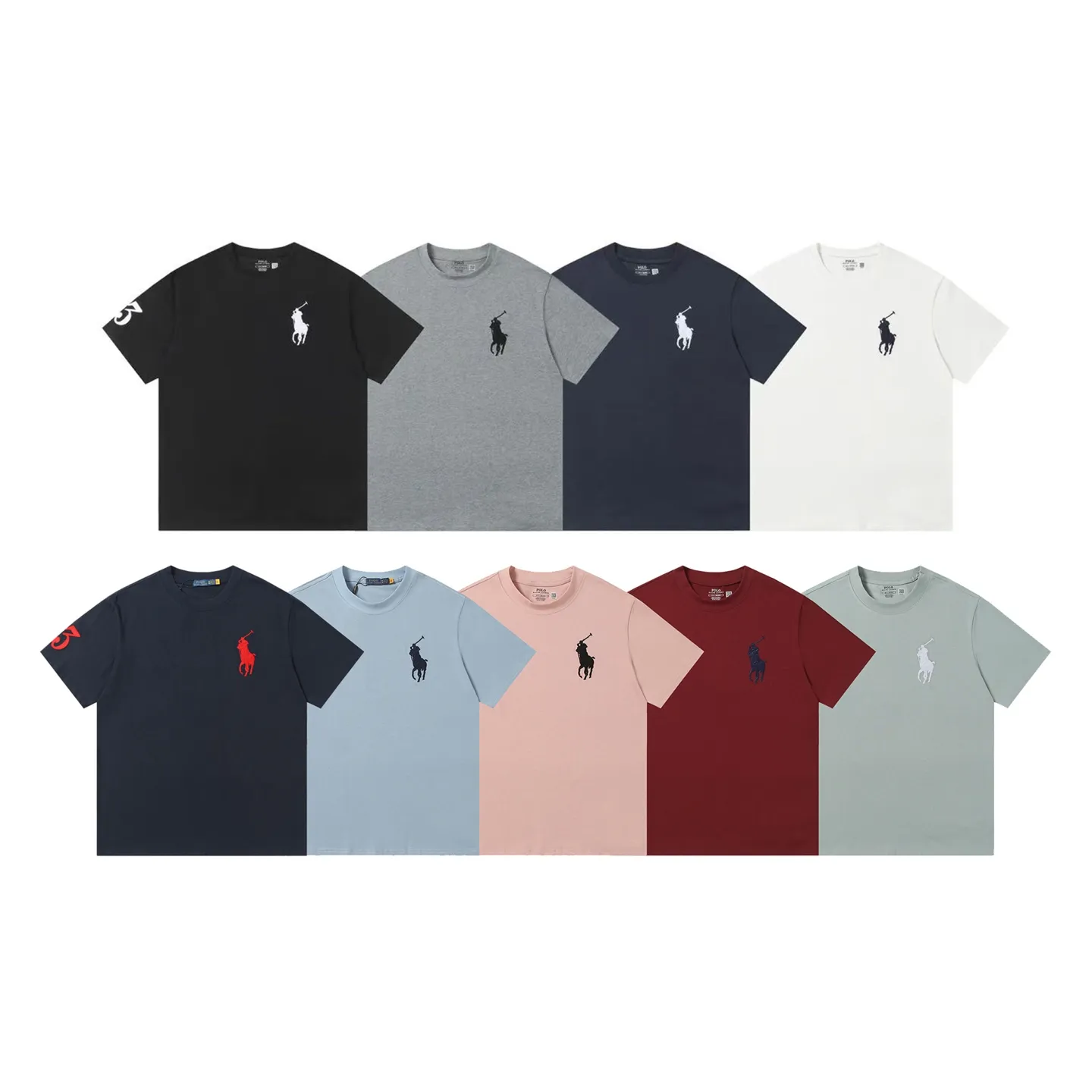 P130 Style number: 652 Brand reputation: Ralph Lauren is an internationally renowned high-end fashion brand, representing quality, style and status. Wearing its short sleeves can highlight consumers' taste and identity. Classic design: The brand has unique and enduring classic design elements, such as the polo logo, iconic color combinations, etc., which are both fashionable and recognizable. High-quality fabric: Made of double yarn 280g fabric, usually made of high-quality cotton fabric, which is soft, breathable, and sweat-absorbent, comfortable to wear, and suitable for various occasions and seasons. Exquisite craftsmanship: Pay attention to detail processing and production technology, neat stitching, and tailoring to ensure the durability and beauty of the clothing. Diversified styles: covering a variety of styles from casual to formal, simple to gorgeous, meeting the individual needs and wearing scenarios of different consumers. Strong matchability: Can be matched with a variety of bottoms, jackets and accessories to easily create a variety of different fashion looks. Inheritance and innovation: While maintaining the traditional charm of the brand, we constantly innovate designs and incorporate new fashion elements to keep our products attractive. Brand values: The American lifestyle and positive values ​​conveyed by Ralph Lauren are also recognized and yearned for by consumers. Color: Black White Gray Blue White Blue Red Pink Sky Blue Bean Green Burgundy Complete Sizes: S, M, L, XL,